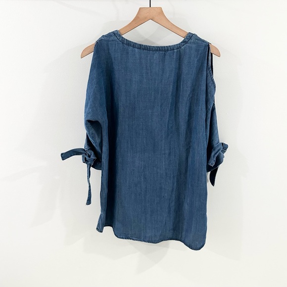 Soft Surroundings Cold Shoulder Chambray Shirt Size XS - Picture 6 of 6
